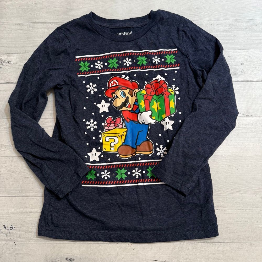 Jumping beans Mario Christmas shirt size 7
